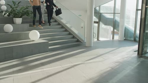 Business People Walking Down the Stairs