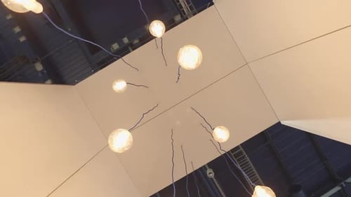 Abstract Lights on Wires in Urban Setting