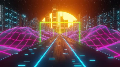 80s Style Neon City Loop