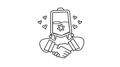 Animated Blood Donation Handshake Line Art Icon