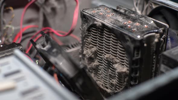 Extremely Dusty Electronics Appliance Detail Tracking Shot of Dust ...