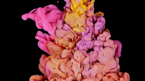 Colorful Ink Swirls and Spreads in Water