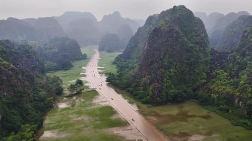Hang Mua Tam Coc river winding between limestone mountains in Ninh Binh Vietnam