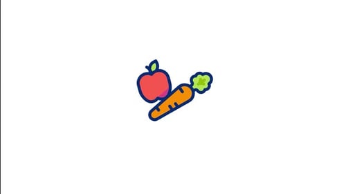 Animated Healthy Food Icon: Apple and Carrot