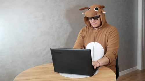 Worker In Cosplay Costume
