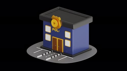 Animation 3D du bâtiment du poste de police | Alpha Channel