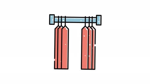 Red curtain with a blue rod icon animation video