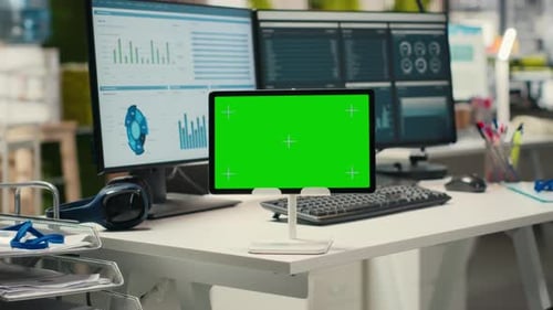 Office Tablet With Green Screen Mockup