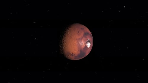 Animated Mars Planet Seamlessly Rotates in Dark Space