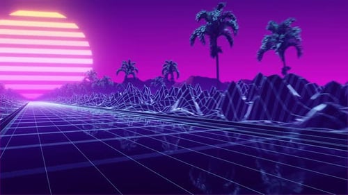 Loop Background Neon Retro Wave 80s Style