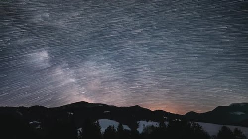 Startrail Comet Effect of Milky Way Galaxy Star Trails