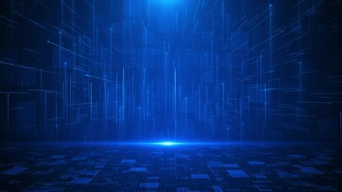 Futuristischer Datenbankschutz HUD Finance sicheres Informations-Blockchainnetzwerk. Big Data Binary Co