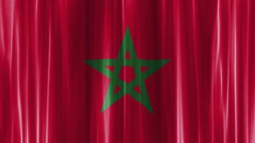 Morocco Flag Waving Smoothly with Silk Texture