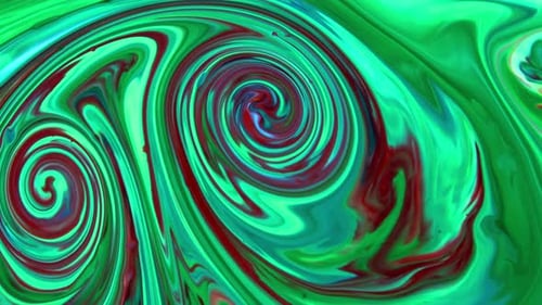 Abstract Swirling Liquid Art in Green and Red