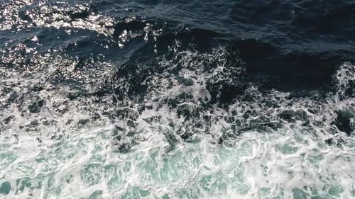 The Wake From a Ferry Boat on the Ocean