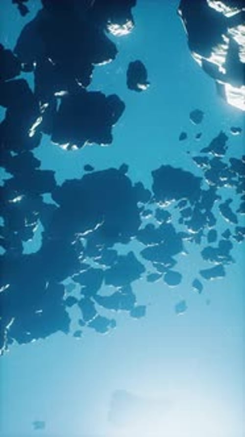 Fluid Abstract Shapes Flowing in Blue Space Background