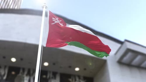 Realistic 3D Oman Flag Fluttering in the Wind
