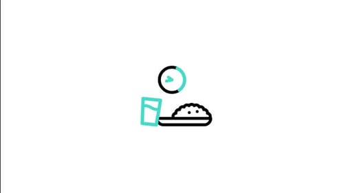 Animated Ramadan Fasting Icon with Food and Water