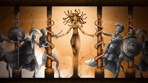 Mythological Medusa Turns Warriors to Stone Animation