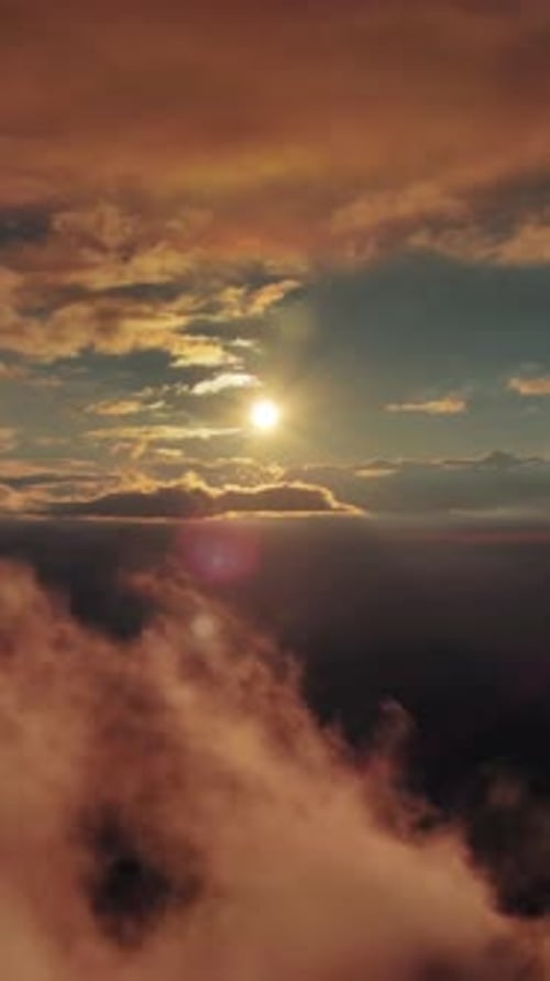 Aerial view of orange fluffy cloud in sky
