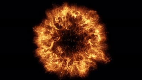 Feuerexplosion Feuriger Ring Schockwelle aus Energie, Glut und Flammen