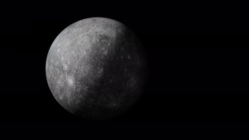 Planet Merkur mit Alphakanal-Overlay-Ansicht aus dem Weltraum, 3D-Rendering. Planeten des Sonnensystems