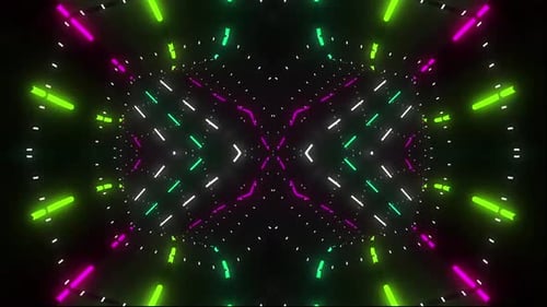Hypnotic neon tunnel with pulsing lights and futuristic vibe