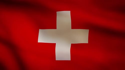 Waving Switzerland Flag Realistic Loopable Background Animation