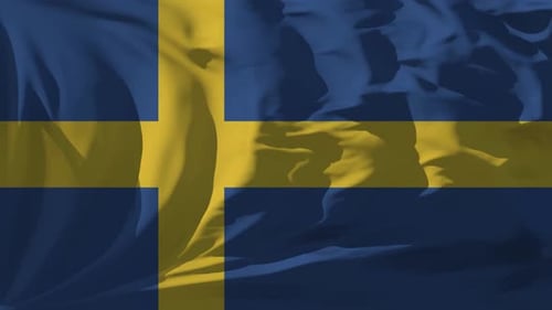 Waving Flag of Sweden with Realistic Fabric Motion