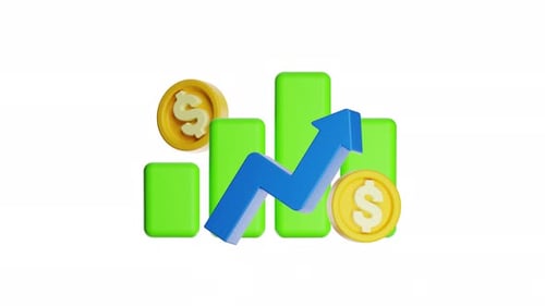 3d Icon Animation Business Chart Increase