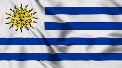 Realistic Waving Uruguay National Flag Animation Seamless Loop