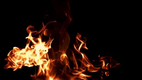 Flames on Black Background Filmed is Slow Motion 1000 Fps
