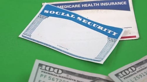 Social Security and Medicare on a Green Background
