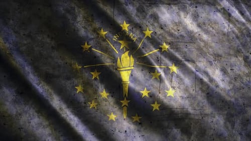 Grunge Indiana State Flag Waving Animation