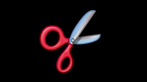 Red Scissors Animated Icon Opening and Closing Seamless Loop