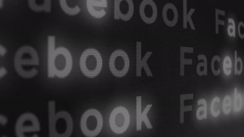 Pixelated Facebook Text Scrolling Digital Screen Background