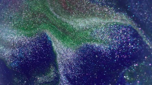 Swirling Blue Green and White Glittery Liquid