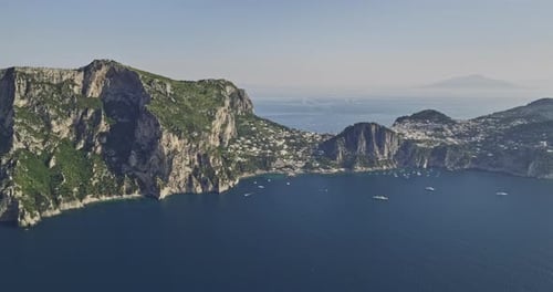 Capri Italy Aerial v2 high altitude drone captured spectacular landscape views of coastal rock forma