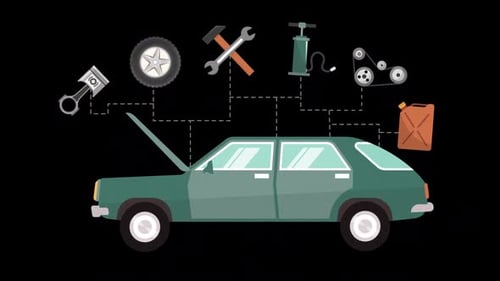 Opening The Hood Of The Vehicle Arriving At The Car Repair Service On Alpha Channel