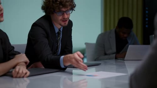 Business Meeting in Corporate Office Environment