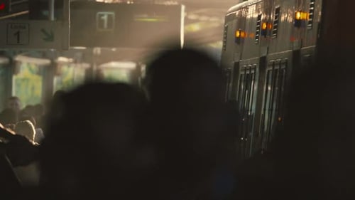 Riding a Train Through a Dark Landscape at Night Near