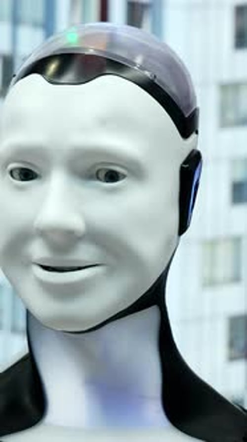 Humanoid Robot Showing Different Facial Expressions Media