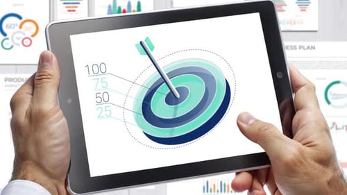 Animated Business Target and Arrow Hit Infographic