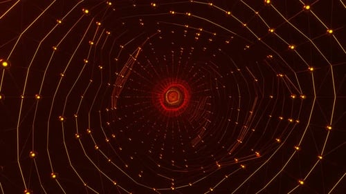 Red And Orange Infinite Neon Grid Fabric Background VJ Loop In 4K