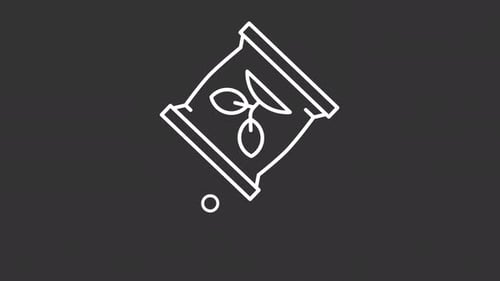 Animated fertilizer white line icon