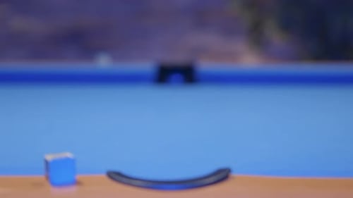 White ball Aiming snooker ball in the blue snooker table.