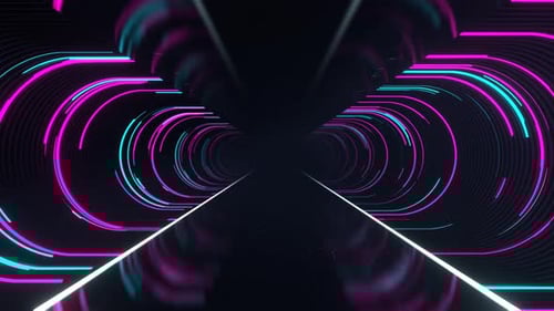 Cyan And Pink Sci Fi Neon Tunnel Background VJ Loop l 4K