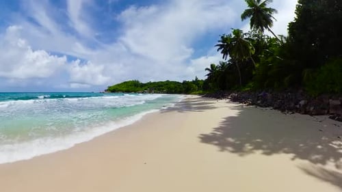 Secluded Beach with Tropical Greenery and Ocean Waves Seychelles Mahe