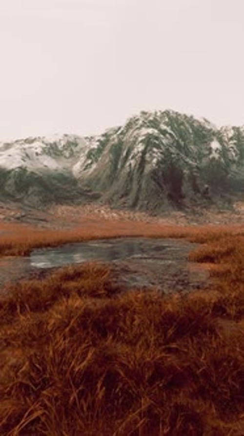 Panoramic View on Mountains Covered with Snow