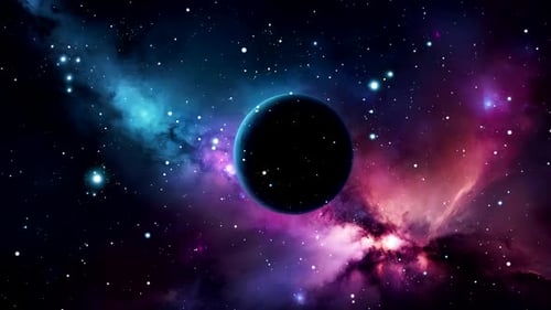 Animated Space Background with Spinning Planet and Nebula